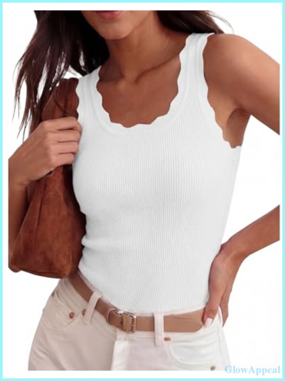 Ribbed Knit Sleeveless Vest Women Scoop Neck Fitted Tank Top